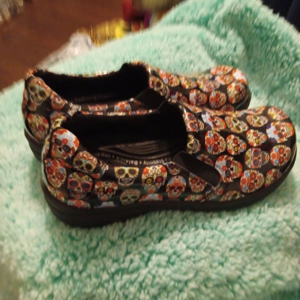 Sugar skull clog shoes